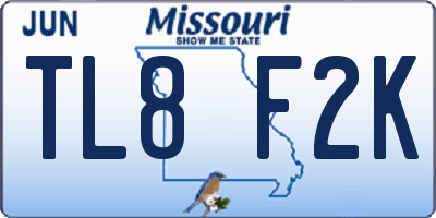 MO license plate TL8F2K