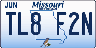 MO license plate TL8F2N