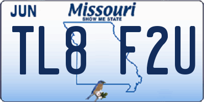 MO license plate TL8F2U