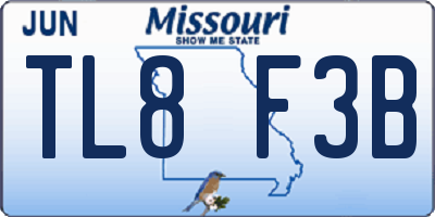 MO license plate TL8F3B