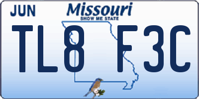 MO license plate TL8F3C