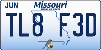 MO license plate TL8F3D