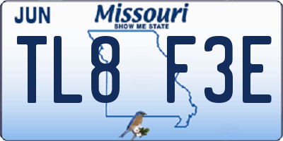MO license plate TL8F3E