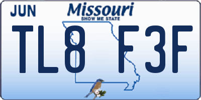 MO license plate TL8F3F