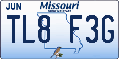 MO license plate TL8F3G