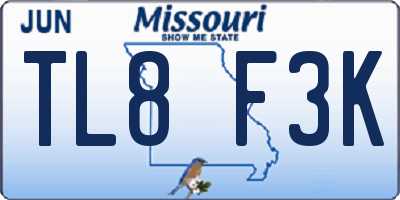 MO license plate TL8F3K