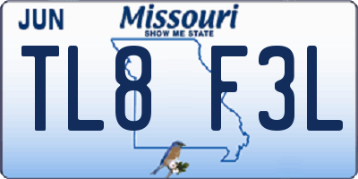 MO license plate TL8F3L