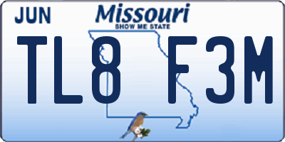 MO license plate TL8F3M
