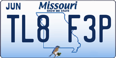 MO license plate TL8F3P