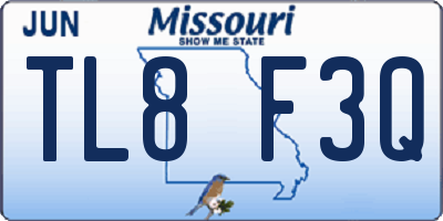 MO license plate TL8F3Q
