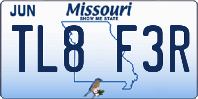 MO license plate TL8F3R