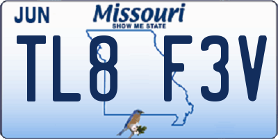 MO license plate TL8F3V