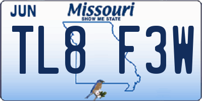 MO license plate TL8F3W
