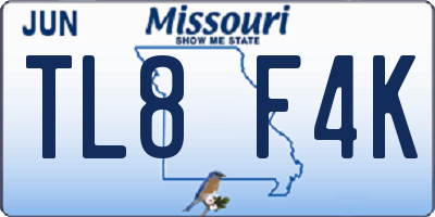 MO license plate TL8F4K