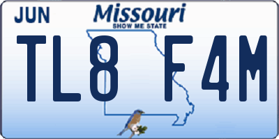MO license plate TL8F4M