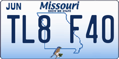 MO license plate TL8F4O