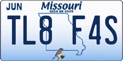 MO license plate TL8F4S
