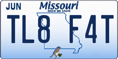 MO license plate TL8F4T