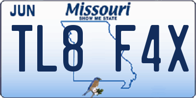 MO license plate TL8F4X