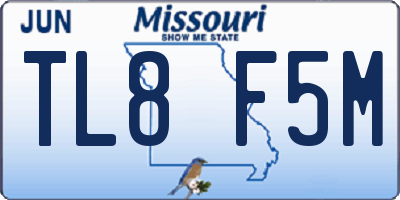 MO license plate TL8F5M