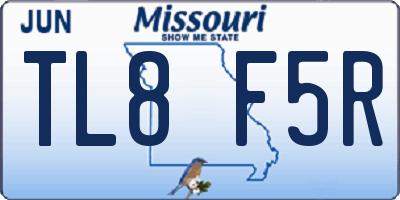 MO license plate TL8F5R