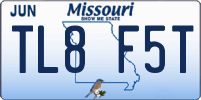 MO license plate TL8F5T