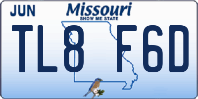 MO license plate TL8F6D