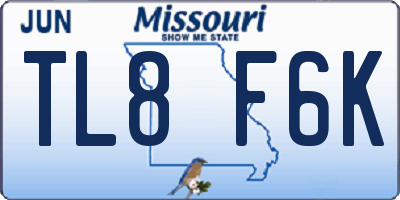 MO license plate TL8F6K