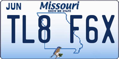 MO license plate TL8F6X