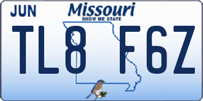 MO license plate TL8F6Z