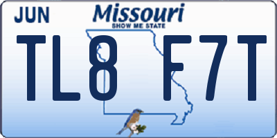MO license plate TL8F7T