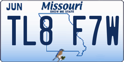 MO license plate TL8F7W