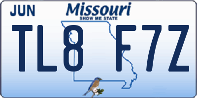 MO license plate TL8F7Z