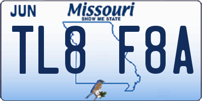 MO license plate TL8F8A