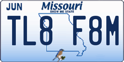 MO license plate TL8F8M