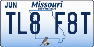 MO license plate TL8F8T