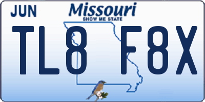 MO license plate TL8F8X