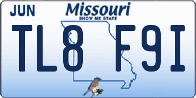 MO license plate TL8F9I