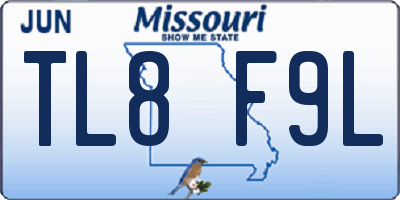 MO license plate TL8F9L