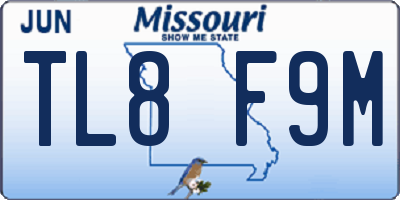 MO license plate TL8F9M