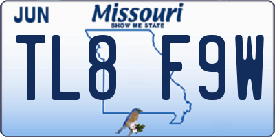 MO license plate TL8F9W