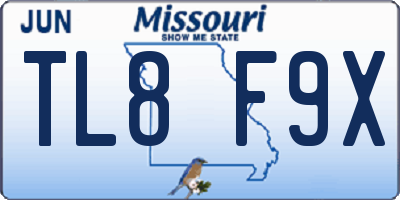MO license plate TL8F9X