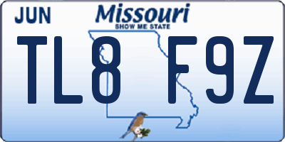 MO license plate TL8F9Z