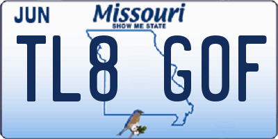 MO license plate TL8G0F