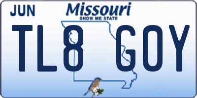 MO license plate TL8G0Y