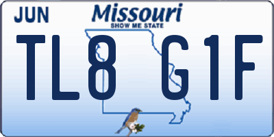 MO license plate TL8G1F