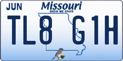 MO license plate TL8G1H