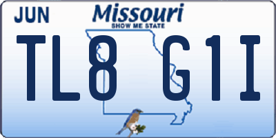 MO license plate TL8G1I