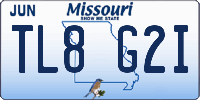 MO license plate TL8G2I