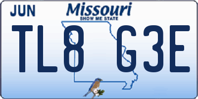 MO license plate TL8G3E